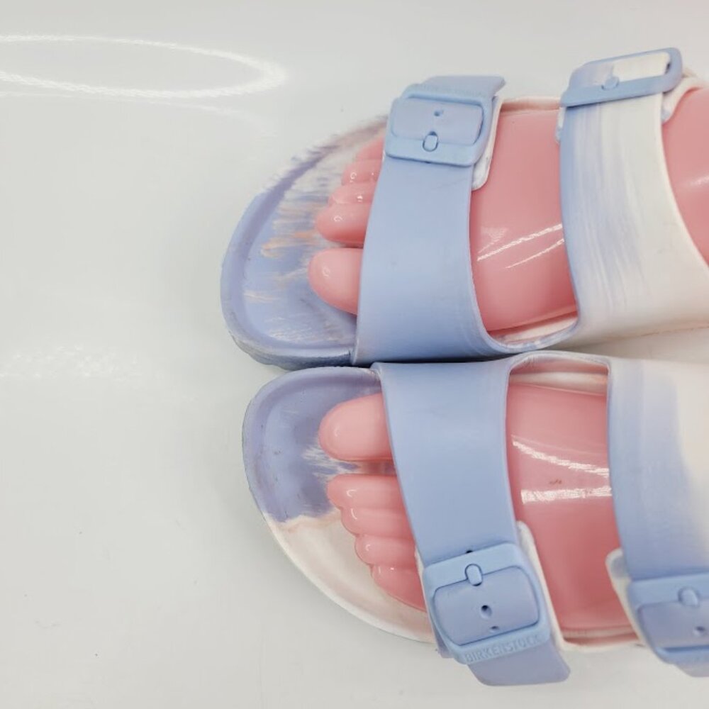 Birkenstock Women's Skyblue Coral Arizona Dual Strap Slide‎ Sandal Size 5 - Picture 3 of 7